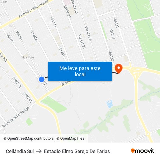 Ceilândia Sul to Estádio Elmo Serejo De Farias map