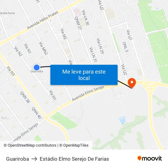 Guariroba to Estádio Elmo Serejo De Farias map