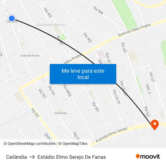 Ceilândia to Estádio Elmo Serejo De Farias map