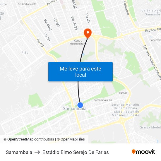 Samambaia to Estádio Elmo Serejo De Farias map