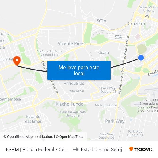 Setor Policial Sul | Polícia Federal / Cemitério Campo Da Esperança to Estádio Elmo Serejo De Farias map