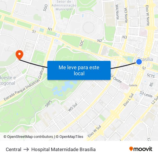 Central to Hospital Maternidade Brasília map