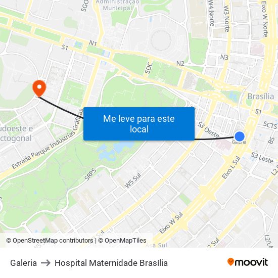 Galeria to Hospital Maternidade Brasília map