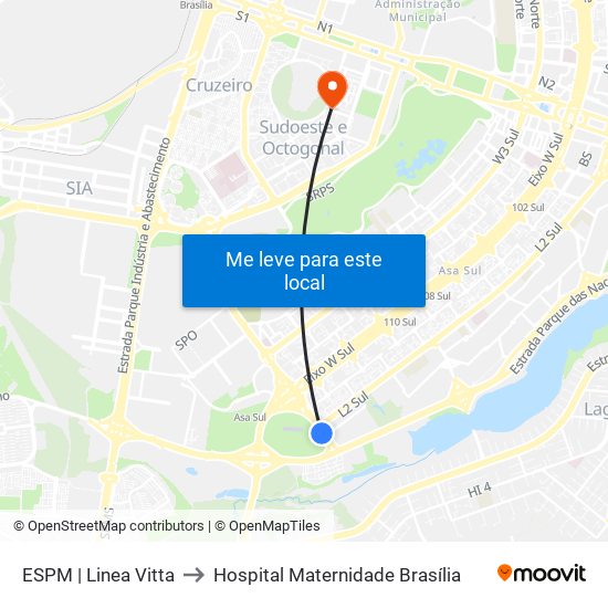 Sps| Embaixada Do Iraque to Hospital Maternidade Brasília map