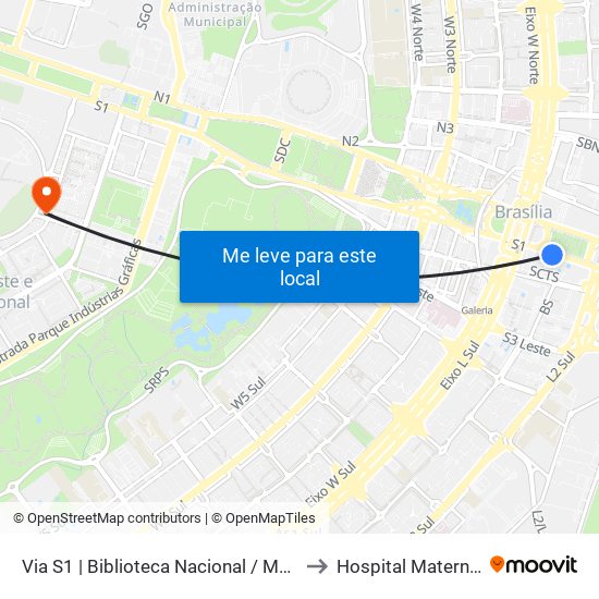 Via S1 | Biblioteca Nacional / Museu Nacional / Sesi Lab to Hospital Maternidade Brasília map