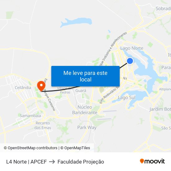 L4 Norte | APCEF to Faculdade Projeção map