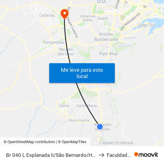 Br 040 L Esplanada Ii/São Bernardo/Hospital Nossa Senhora Aparecida to Faculdade Projeção map