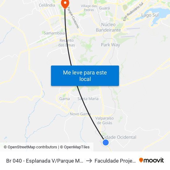 Br 040 - Esplanada V/Parque Marajó to Faculdade Projeção map
