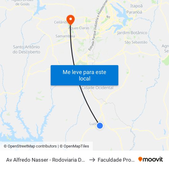 Av Alfredo Nasser - Rodoviaria De Luziania to Faculdade Projeção map