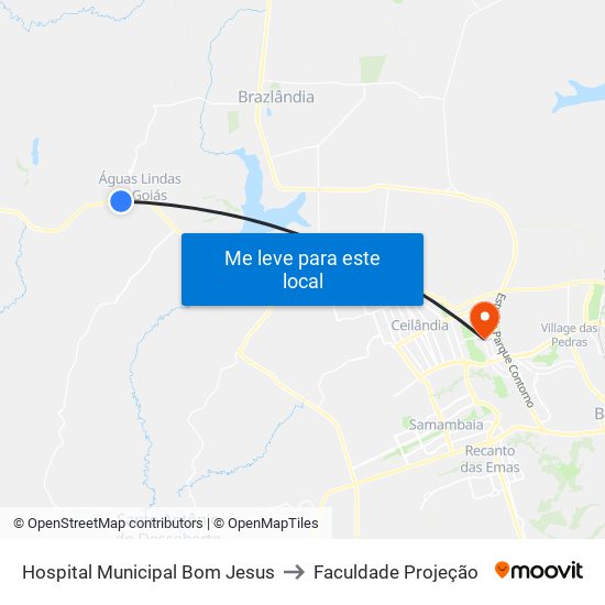 Hospital Municipal Bom Jesus to Faculdade Projeção map