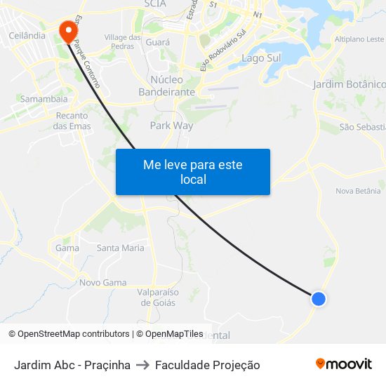 Jardim Abc - Praçinha to Faculdade Projeção map