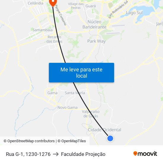 Rua G-1, 1230-1276 to Faculdade Projeção map