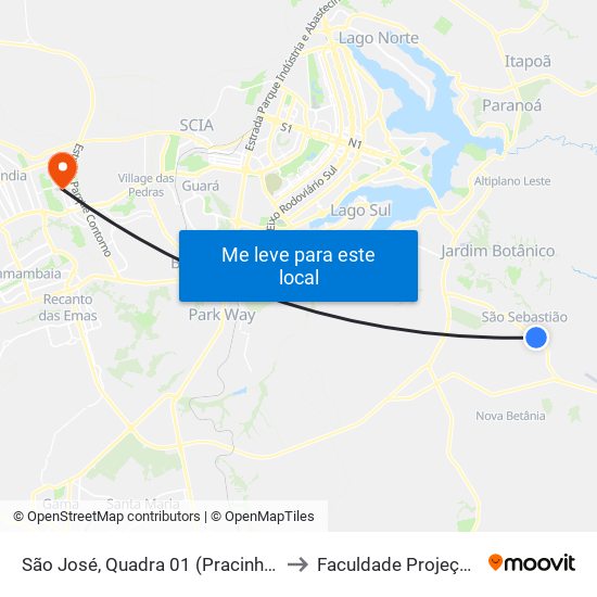 RECLAMAÇÃO HORARIOS NA OUVIDORIA GDF to Faculdade Projeção map