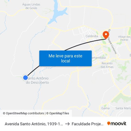 Avenida Santo Antônio, 1939-1993 to Faculdade Projeção map