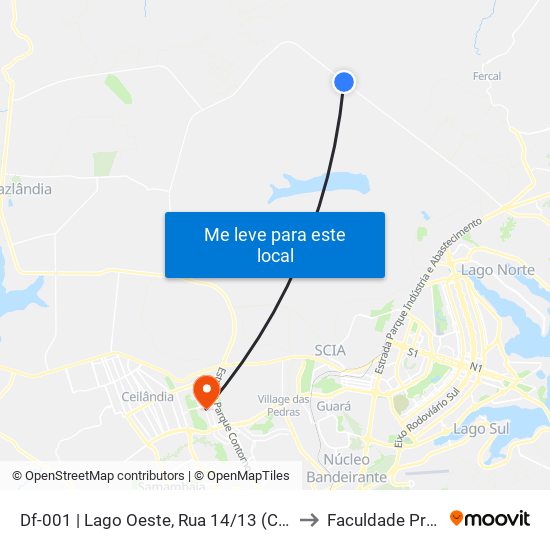 Df-001 | Lago Oeste, Rua 14/13 (Comercial 13) to Faculdade Projeção map