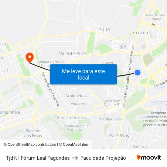 Fórum Leal Fagundes to Faculdade Projeção map