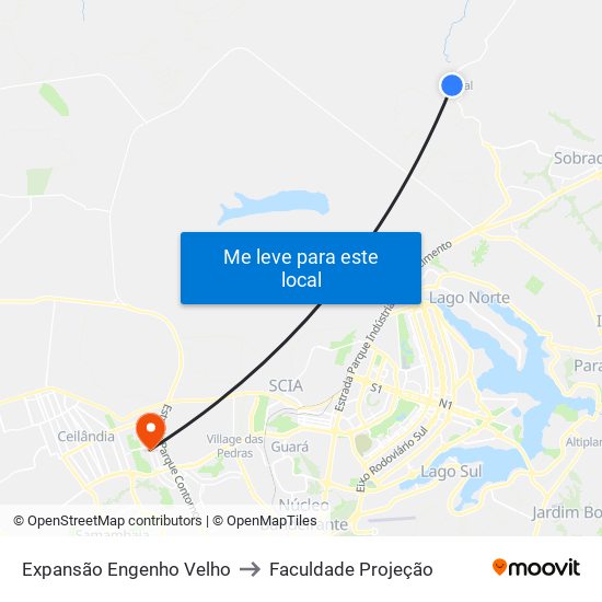 Expansão Engenho Velho to Faculdade Projeção map