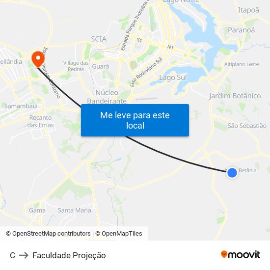 C to Faculdade Projeção map