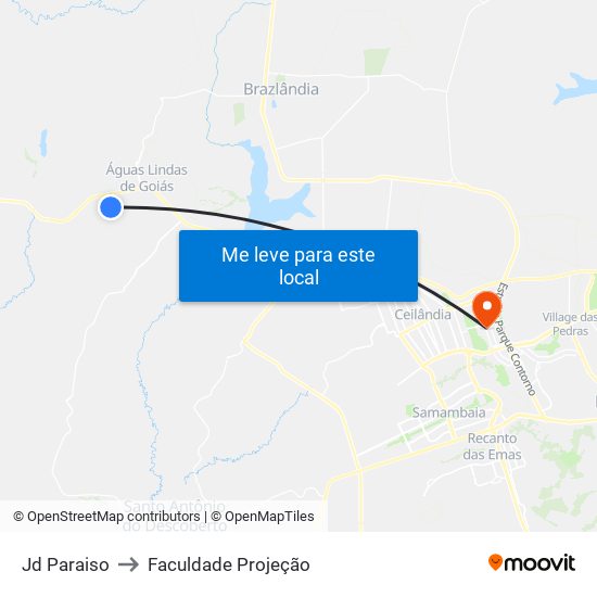 Jd Paraiso to Faculdade Projeção map