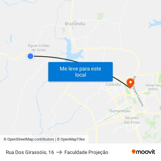 Rua Dos Girassóis, 16 to Faculdade Projeção map