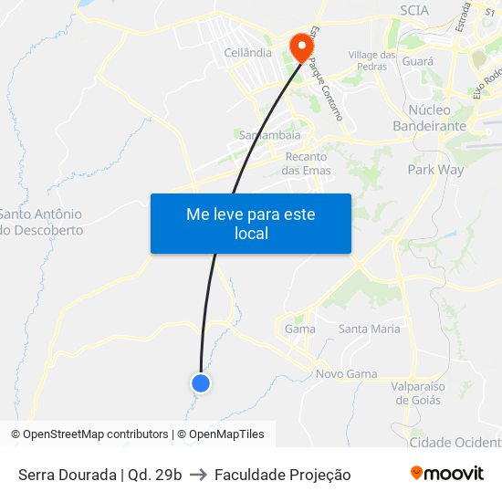 Serra Dourada | Qd. 29b to Faculdade Projeção map