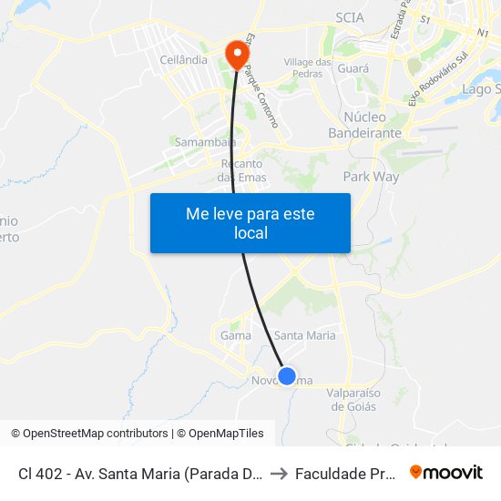 Cl 402 - Av. Santa Maria (Parada Do Terminal) to Faculdade Projeção map