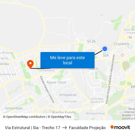 Via Estrutural | Sia - Trecho 17 to Faculdade Projeção map