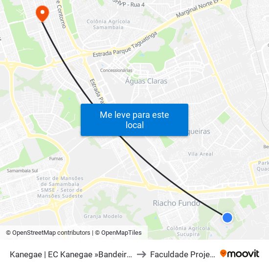 Kanegae | EC Kanegae »Bandeirante» to Faculdade Projeção map