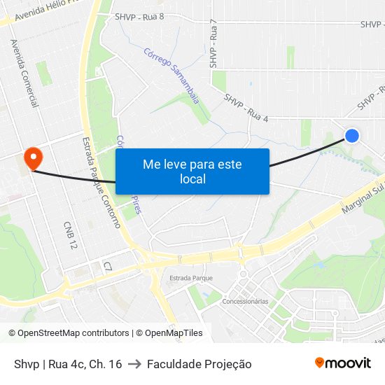 Shvp | Rua 4c, Ch. 16 to Faculdade Projeção map