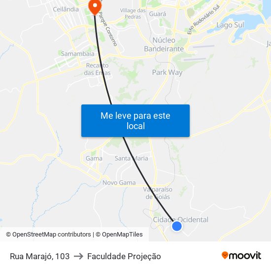 Rua Marajó, 103 to Faculdade Projeção map
