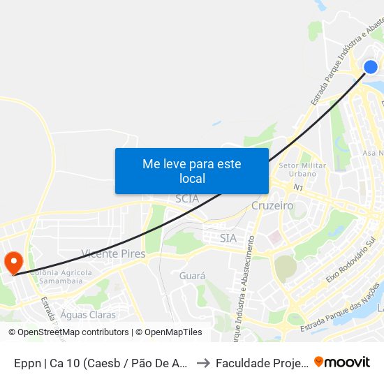 Eppn | Ca 10 (Caesb / Pão De Açúcar) to Faculdade Projeção map