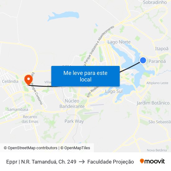 Eppr | N.R. Tamanduá, Ch. 249 to Faculdade Projeção map