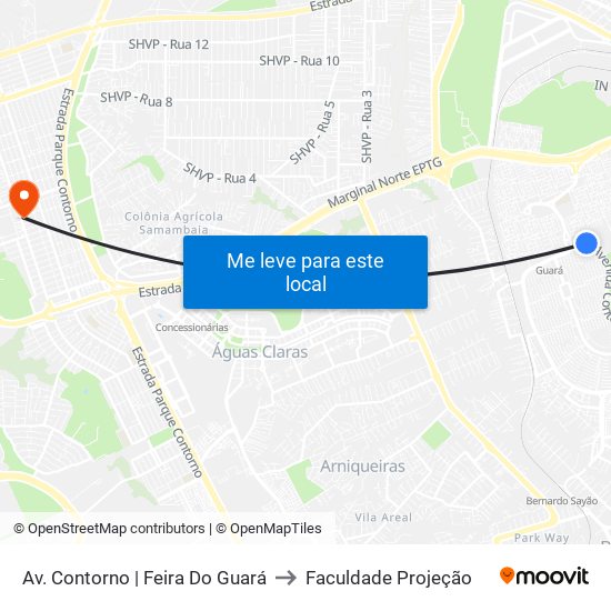 Av. Contorno | Feira Do Guará to Faculdade Projeção map