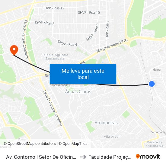 Av. Contorno | Setor De Oficinas to Faculdade Projeção map