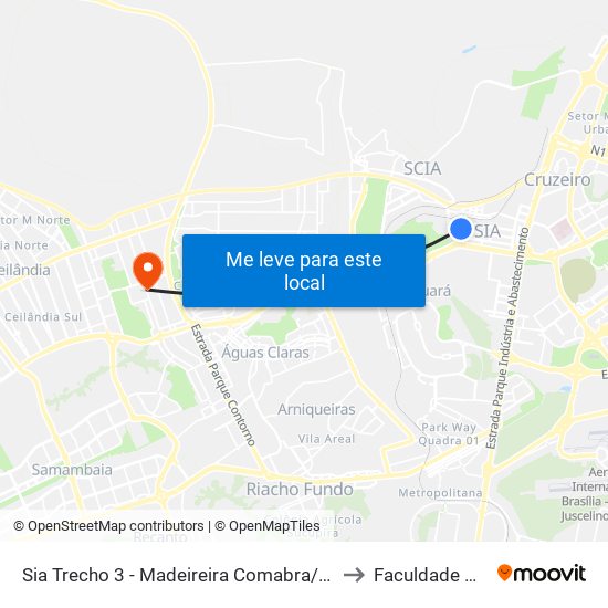 Sia Trecho 3 - Madeireira Comabra/Condor Atacadista to Faculdade Projeção map