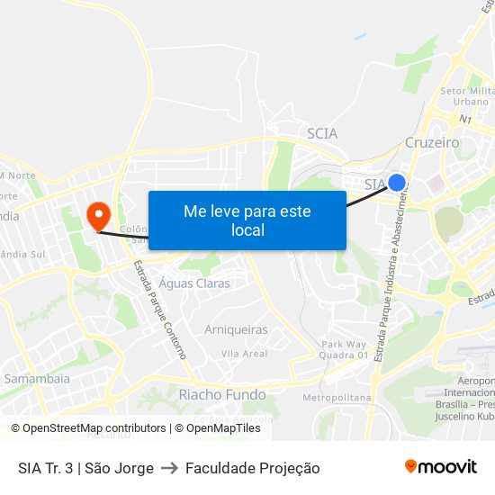 SIA Tr. 3 | São Jorge to Faculdade Projeção map