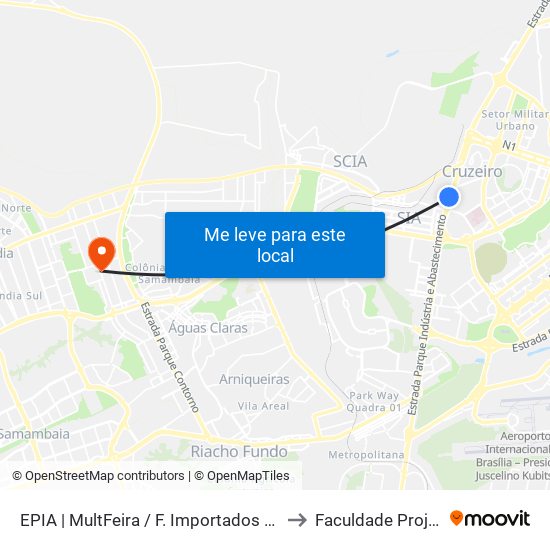 EPIA | MultFeira / F. Importados / CEASA to Faculdade Projeção map