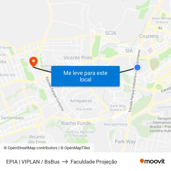 EPIA | VIPLAN / BsBus to Faculdade Projeção map