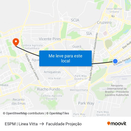 ESPM | Linea Vitta to Faculdade Projeção map