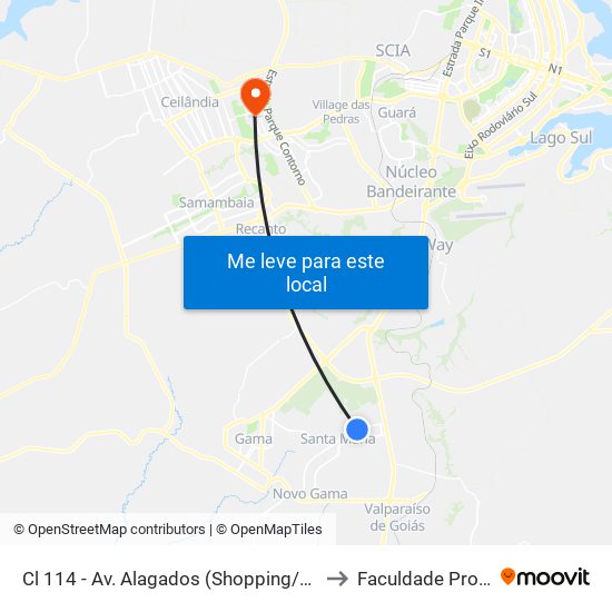 Cl 114 - Av. Alagados (Shopping/Delegacia) to Faculdade Projeção map