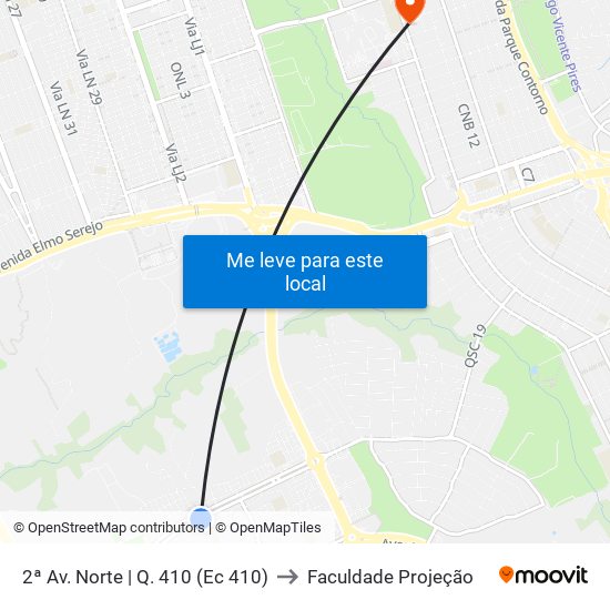 2ª Av. Norte | Q. 410 (Ec 410) to Faculdade Projeção map