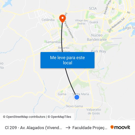 Cl 209 - Av. Alagados (Vivendas) to Faculdade Projeção map