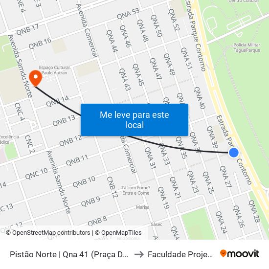 Pistão Norte | Qna 41 (Praça Do Di) to Faculdade Projeção map