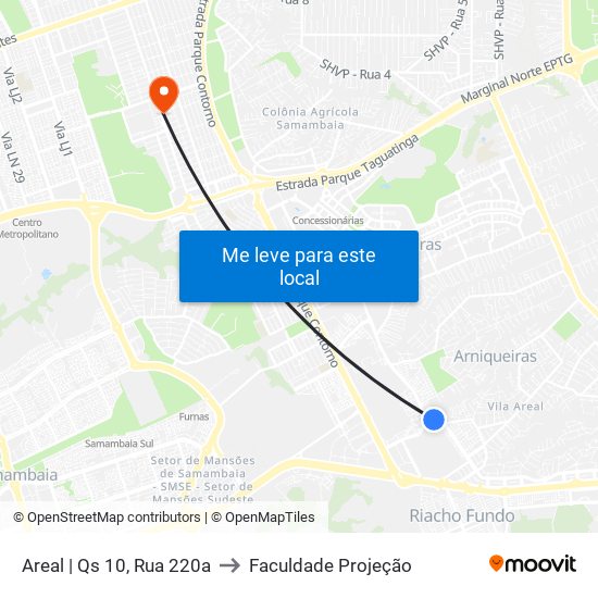 Areal | Qs 10, Rua 220a to Faculdade Projeção map