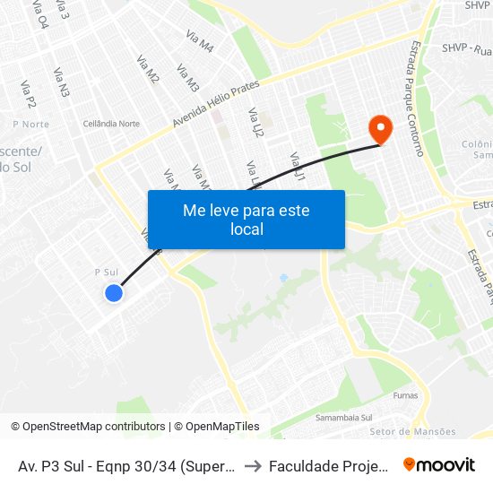 Av. P3 Sul - Eqnp 30/34 (Supercei) to Faculdade Projeção map
