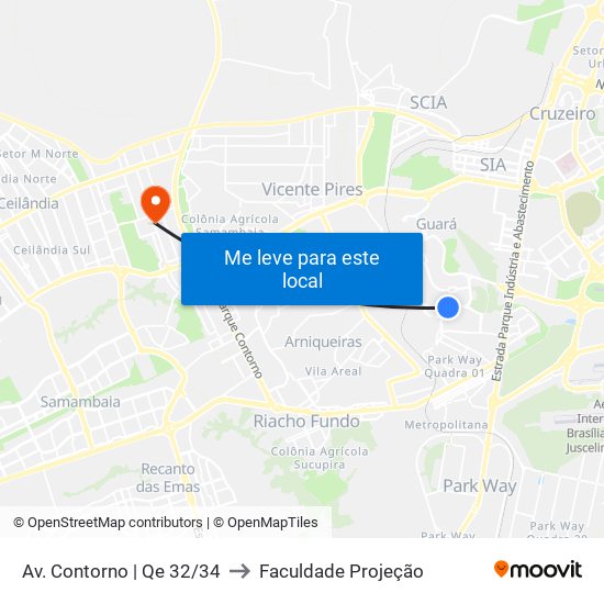 Av. Contorno | Qe 32/34 to Faculdade Projeção map