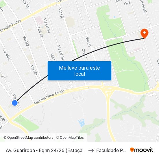 Av. Guariroba - Eqnn 24/26 (Estação Ceilândia Sul) to Faculdade Projeção map