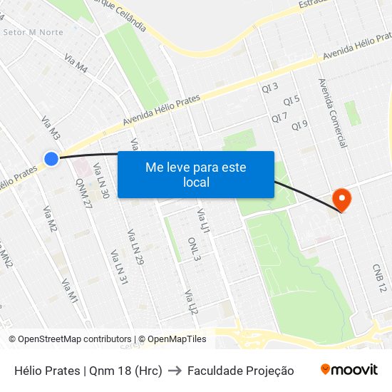 Hélio Prates | Qnm 18 (Hrc) to Faculdade Projeção map