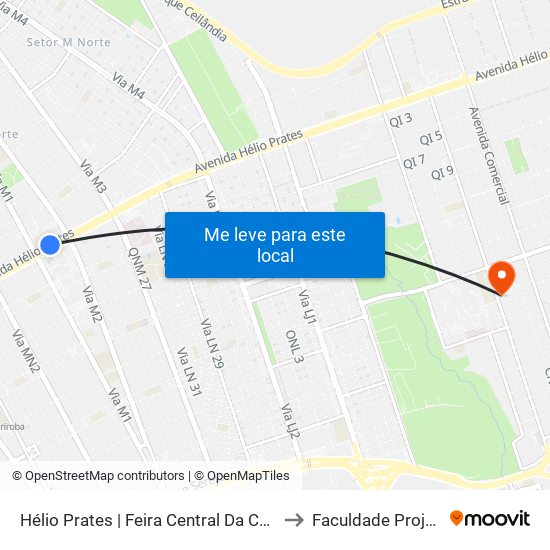 Hélio Prates | Feira Central Da Ceilândia to Faculdade Projeção map
