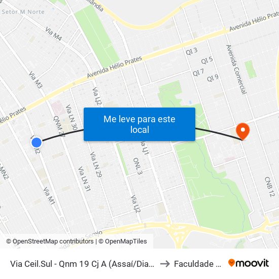Via Ceil.Sul - Qnm 19 Cj A (Assaí/Dia A Dia/Adm.Regional) to Faculdade Projeção map